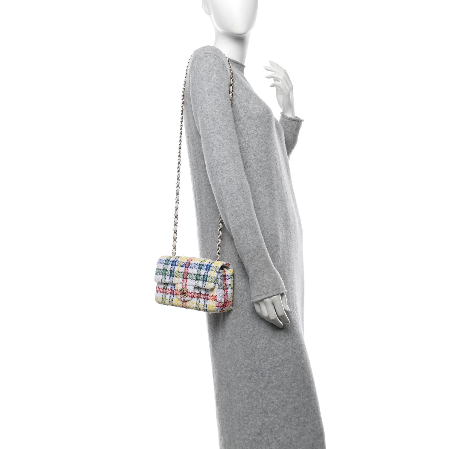 Chanel Tweed Quilted Mini Rectangular Flap White Multicolor 2 of 11