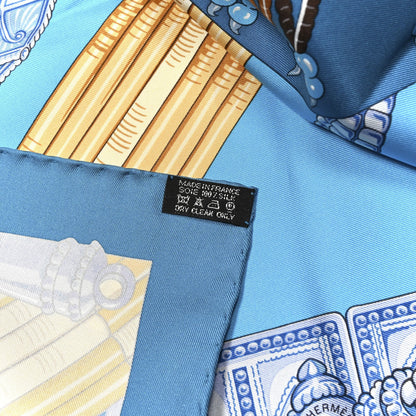 Hermes Silk Ceintures et Liens Scarf 90 Blue Orange 3 of 5