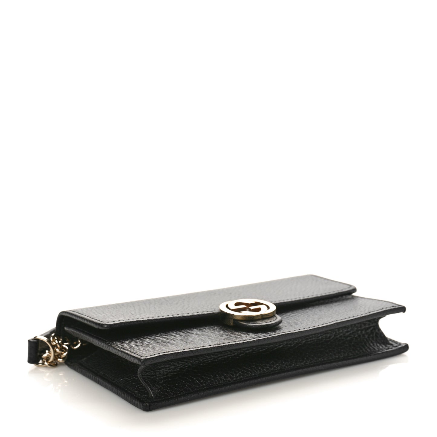 Dollar Calfskin Interlocking G Chain Wallet Black