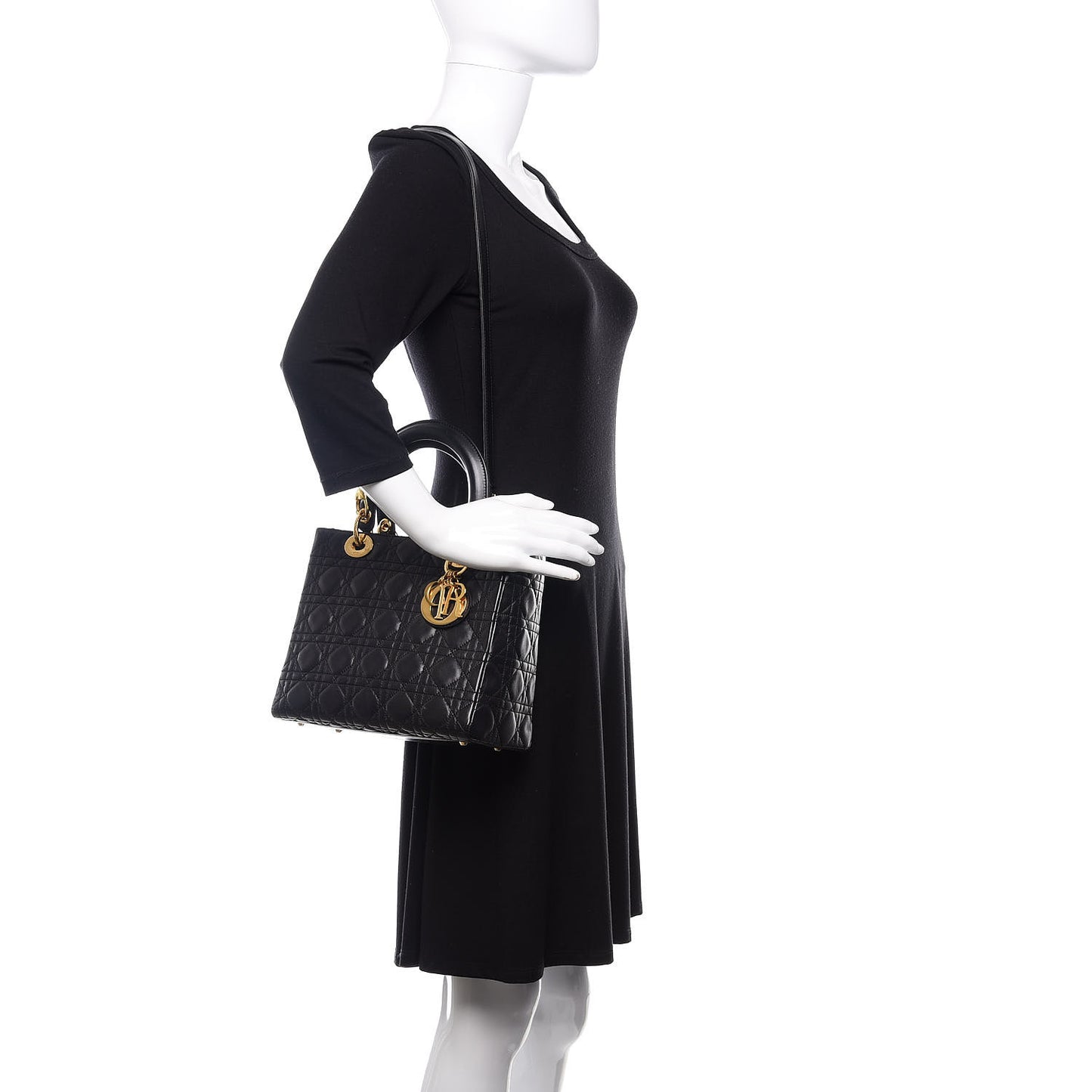 Lambskin Cannage Medium Lady Dior Black