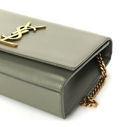 Saint Laurent Grain De Poudre Small Monogram Kate Satchel  Green 8 of 8