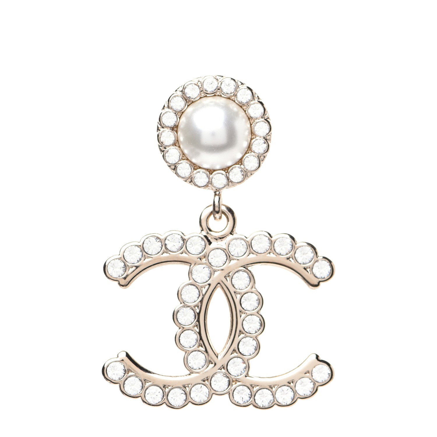 Chanel Crystal Pearl Bow-tiful CC Drop Earrings Gold 6 of 9