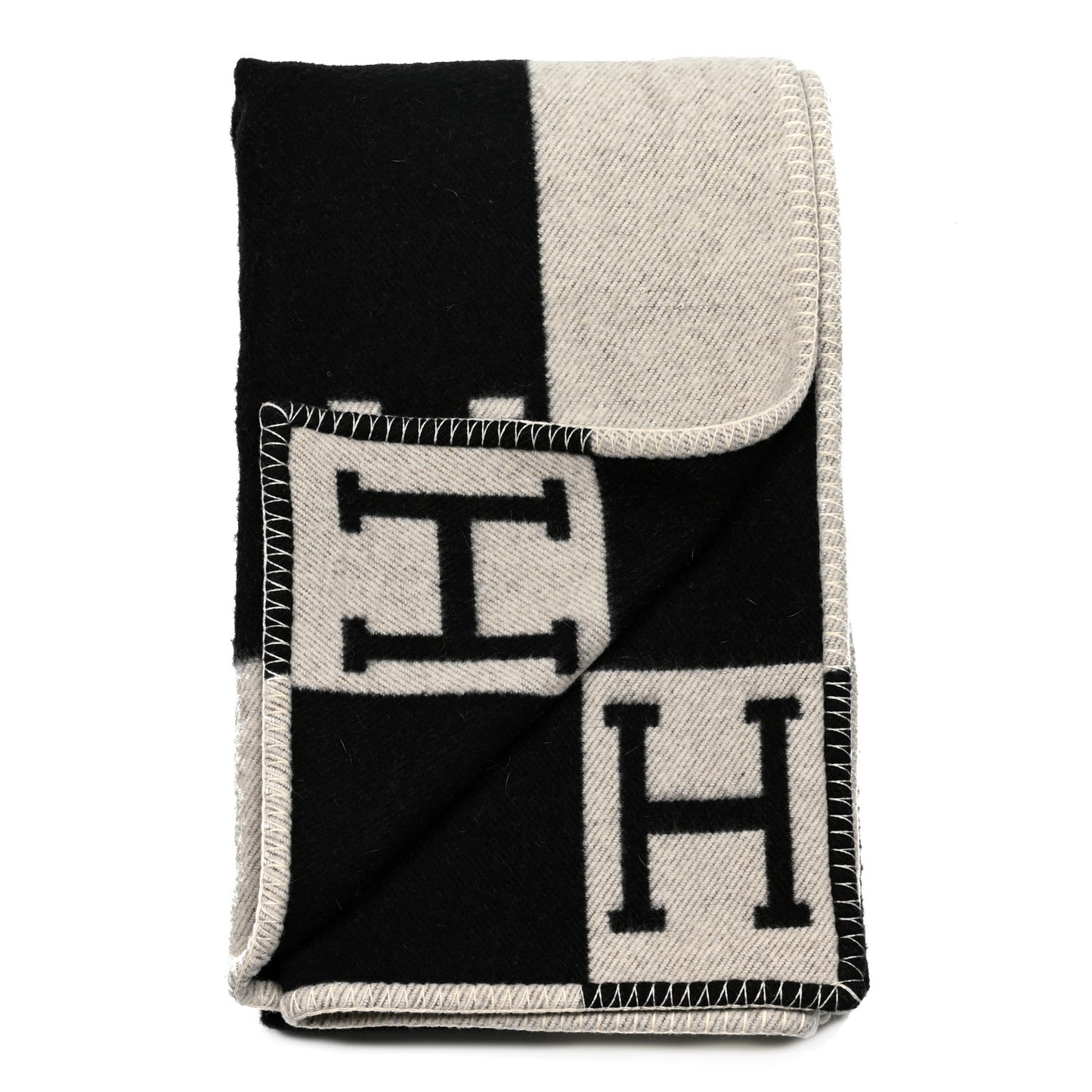 Wool Cashmere Avalon Blanket Ecru Gris Fonce