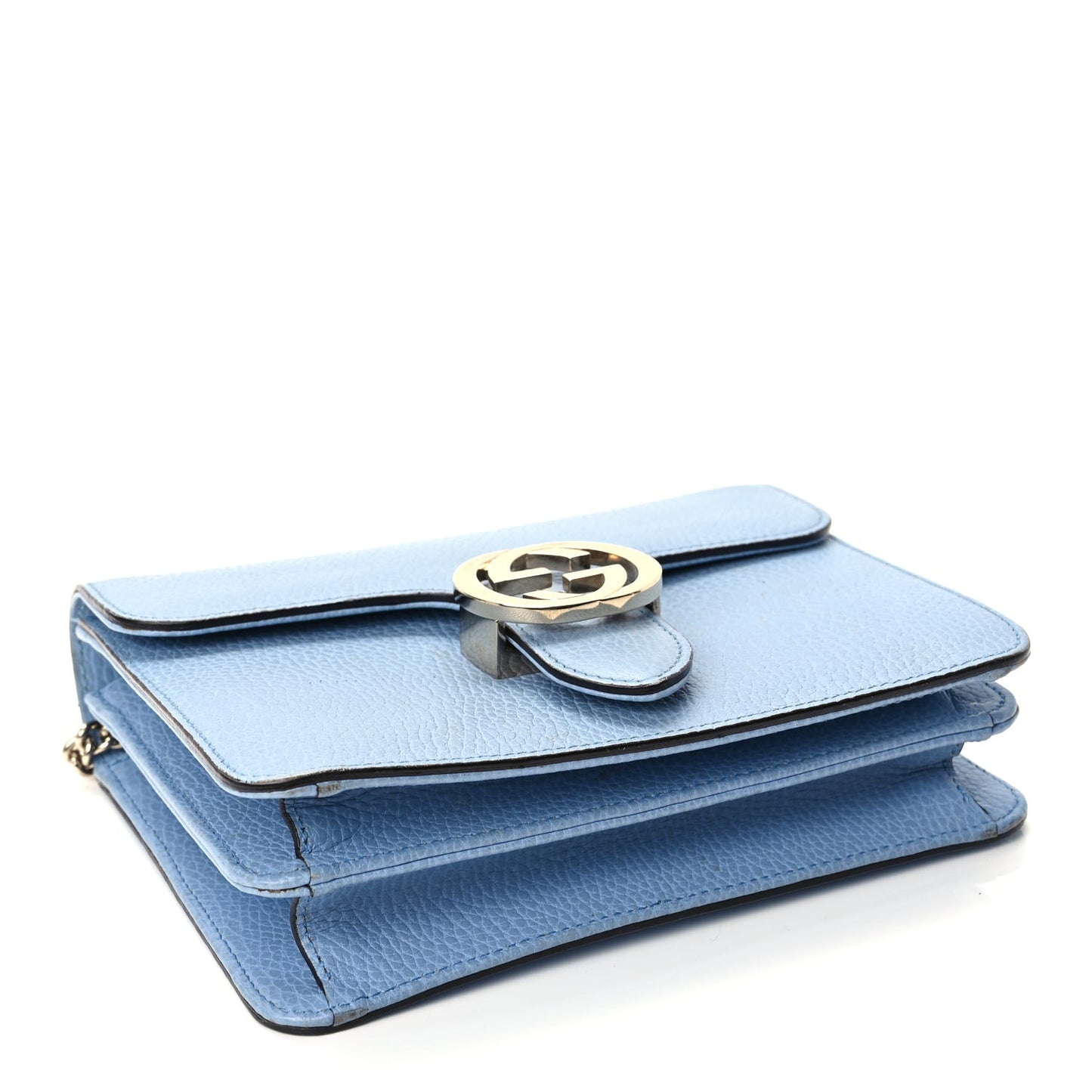 Dollar Calfskin Small Interlocking G Shoulder Bag Mineral Blue