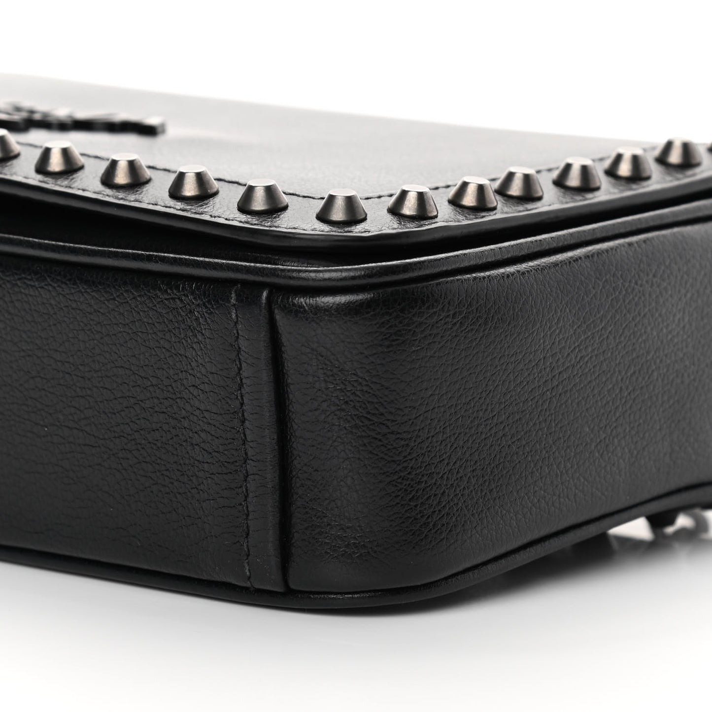 Glace Calfskin Studded Crossbody Black