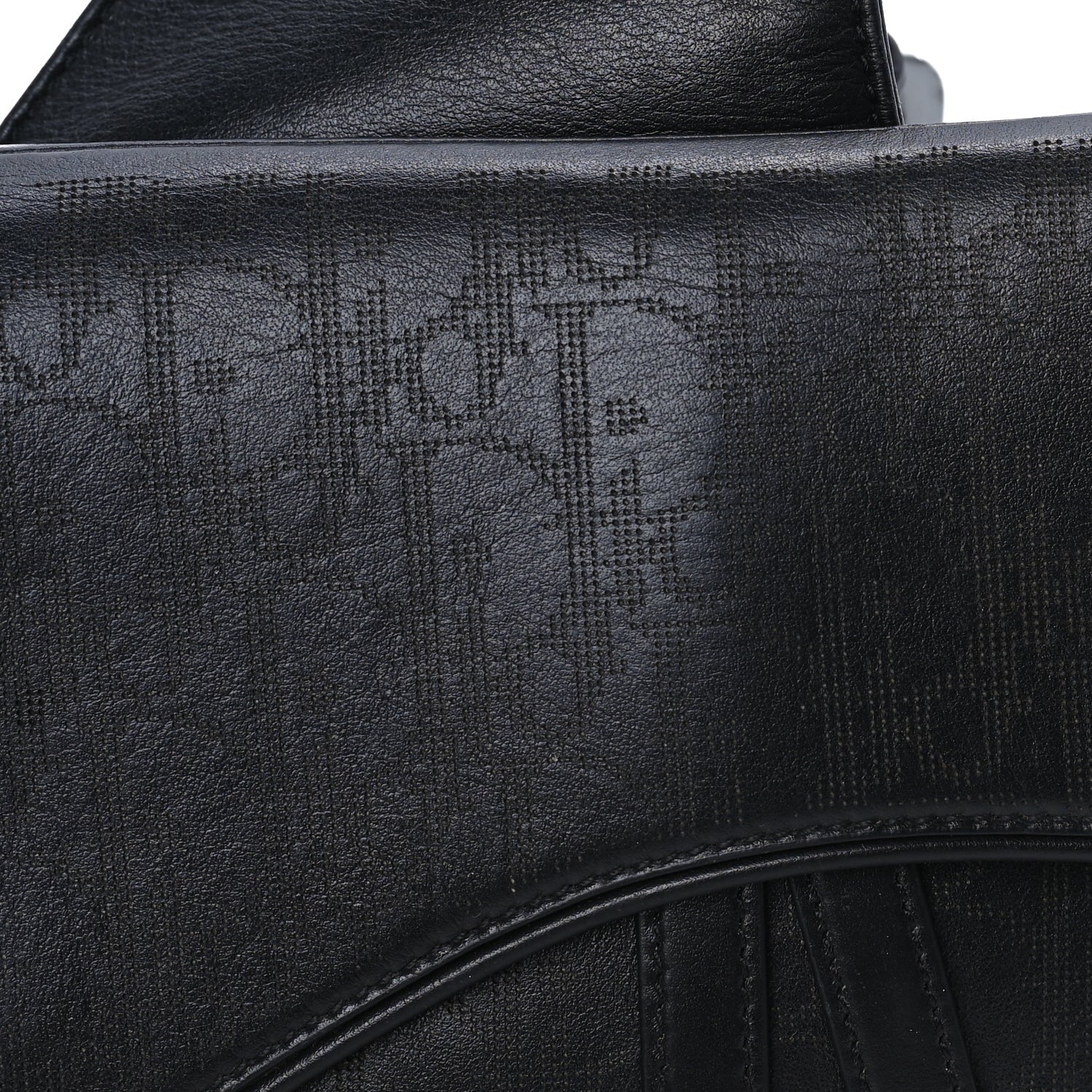 Christian Dior Calfskin Perforated Oblique Galaxy Mens Saddle Bag  Black 6 of 7