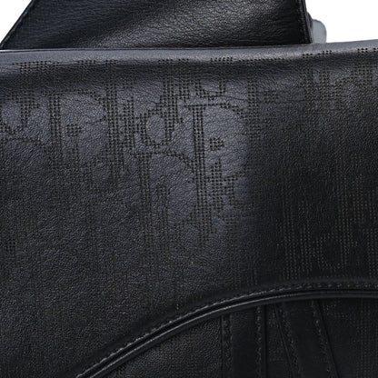 Christian Dior Calfskin Perforated Oblique Galaxy Mens Saddle Bag  Black 6 of 7
