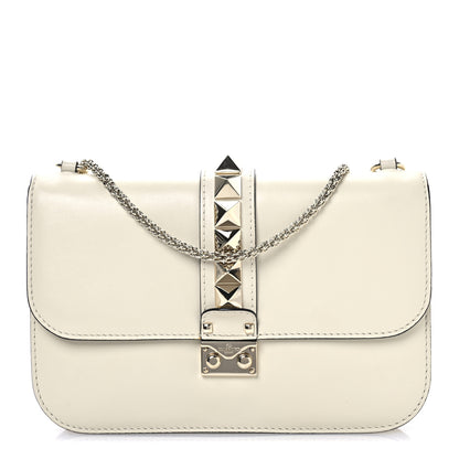 Valentino Garavani Vitello Medium Glam Lock Rockstud Flap Light Ivory 8 of 10