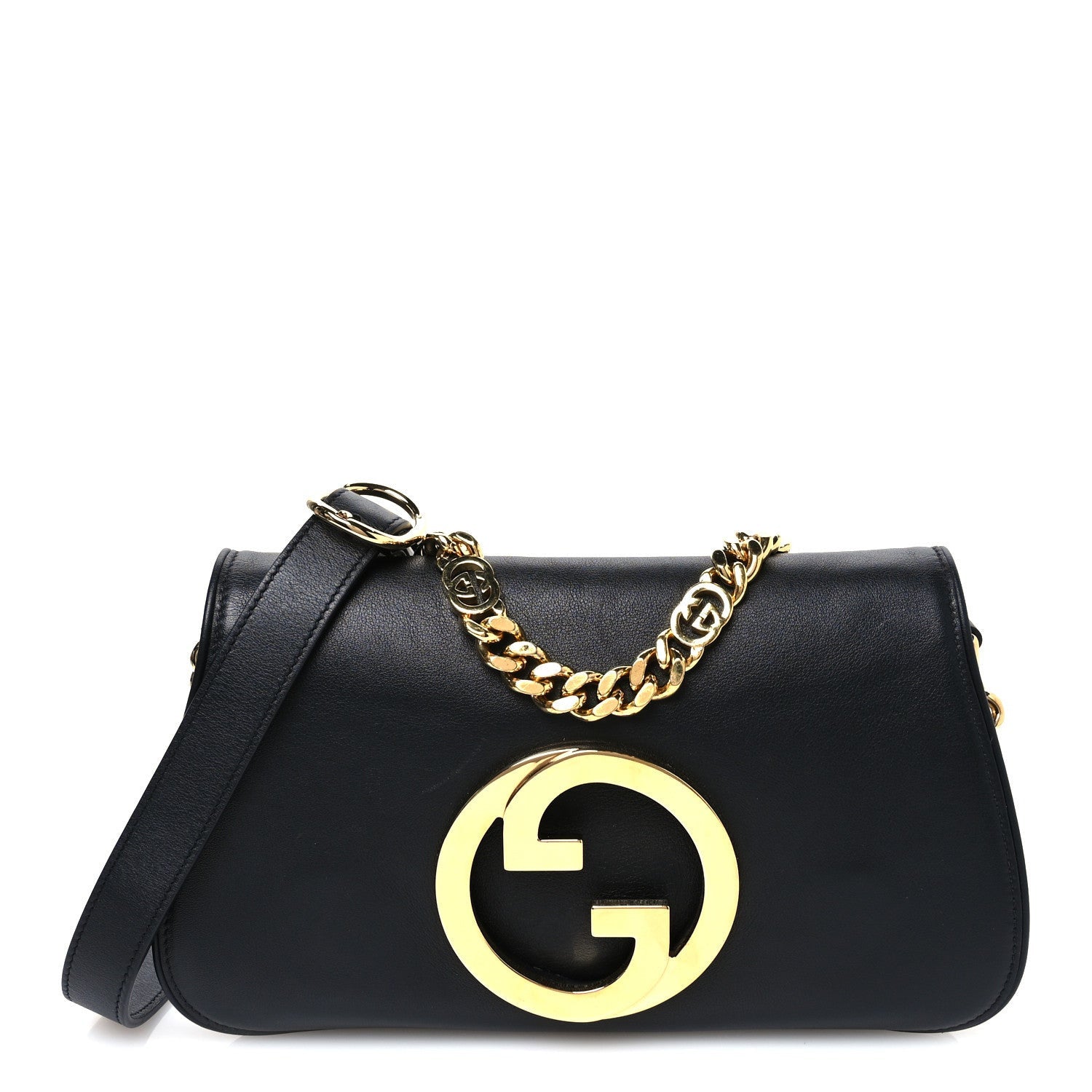 Gucci Roxy Calfskin Blondie Chain Shoulder Flap Bag Black 1 of 7