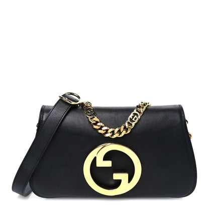 Gucci Roxy Calfskin Blondie Chain Shoulder Flap Bag Black 1 of 7