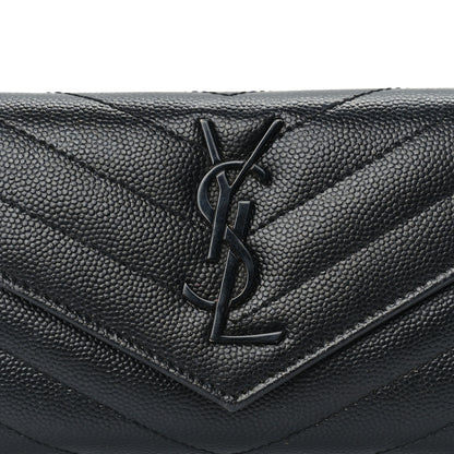Saint Laurent Grain De Poudre Matelasse Chevron Small Monogram Envelope Wallet Black 3 of 7