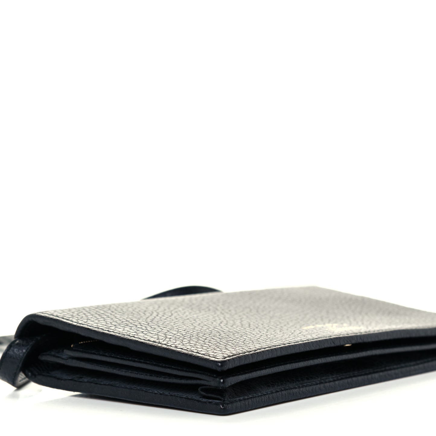 Dollar Calfskin Mini Swing Wallet Bag Black