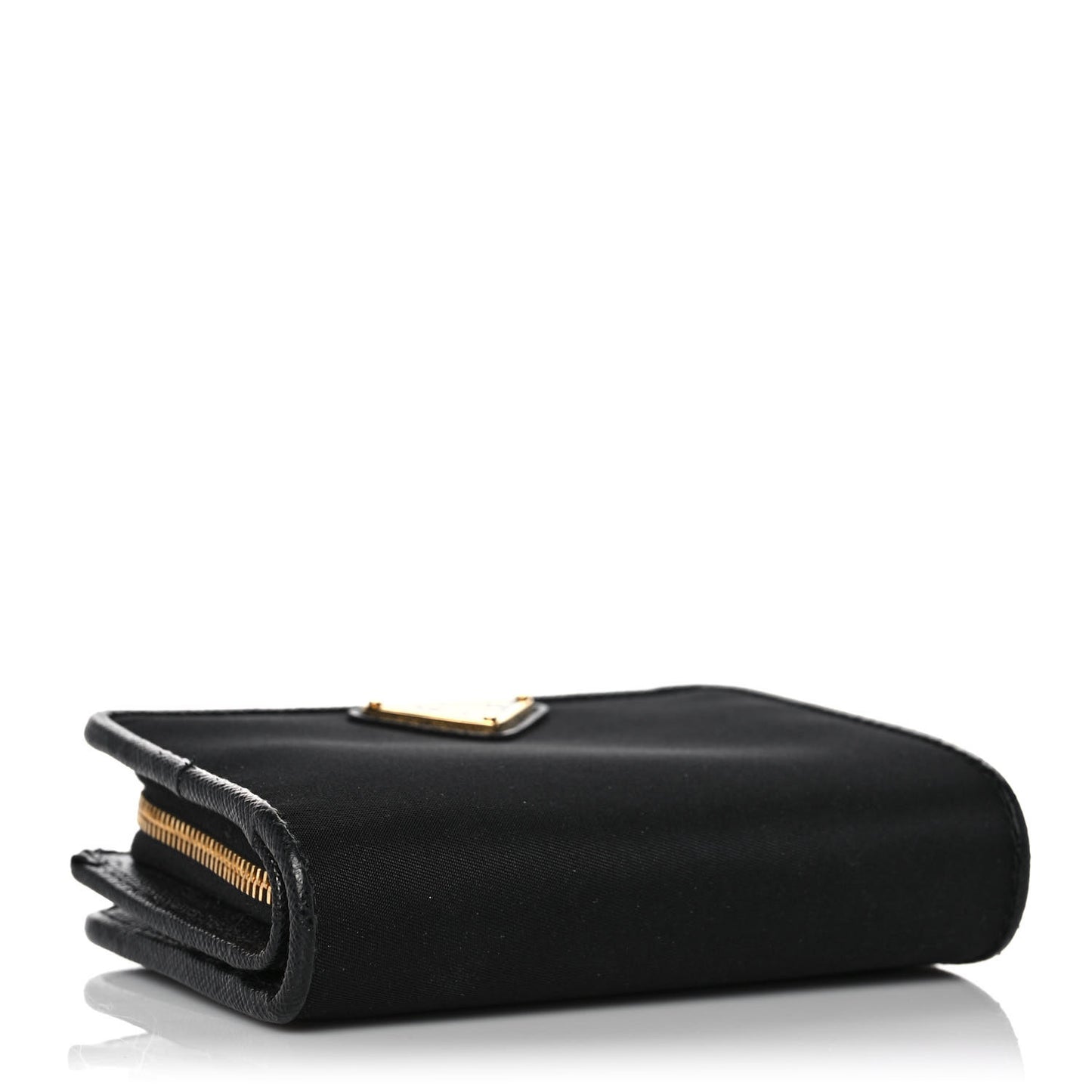 Nylon Saffiano Metal Compact Wallet Black