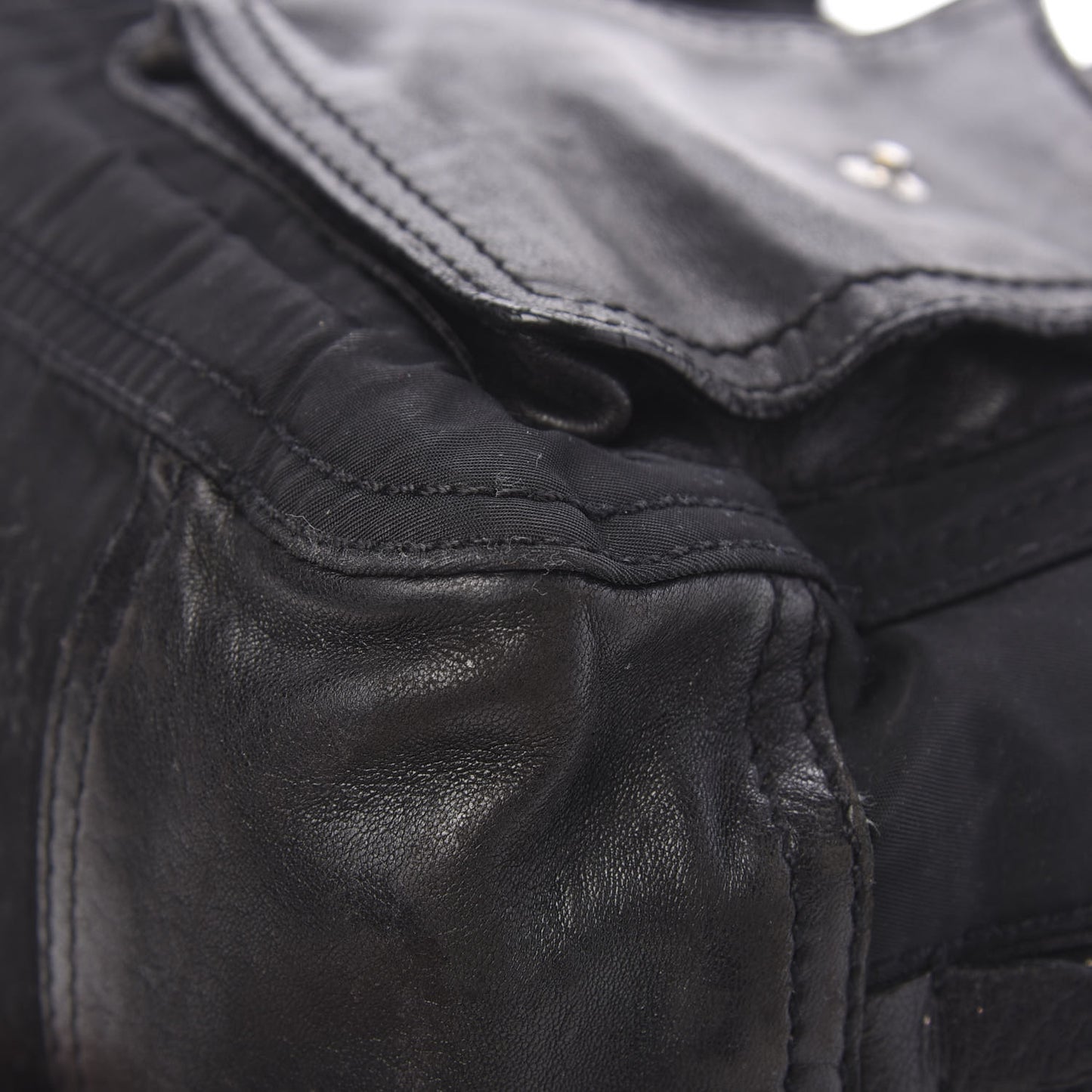 Nappa Tessuto Nylon Shoulder Bag Black