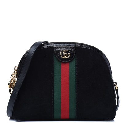 Gucci Suede Patent Web GG Small Ophidia Dome Shoulder Bag Black 1 of 15