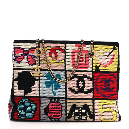 Chanel Needlepoint Precious Symbols Shoulder Bag Black 1 of 9