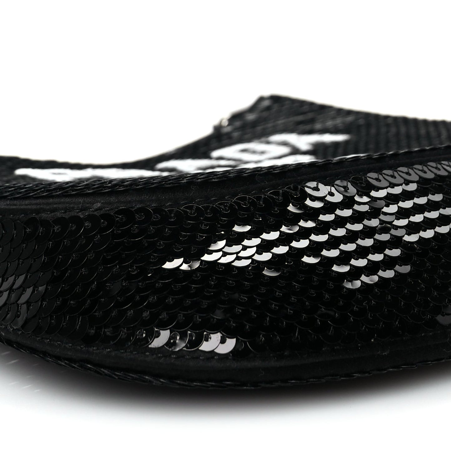 Paillettes Sequin Logo Cleo Adjustable Strap Shoulder Bag Black White