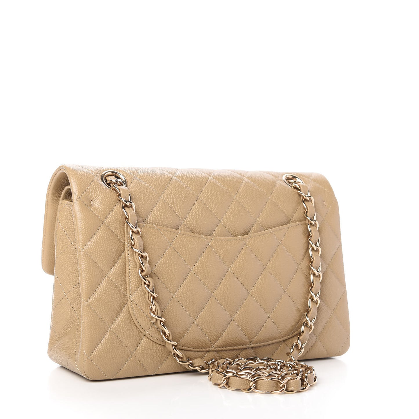 Caviar Quilted Small Double Flap Dark Beige