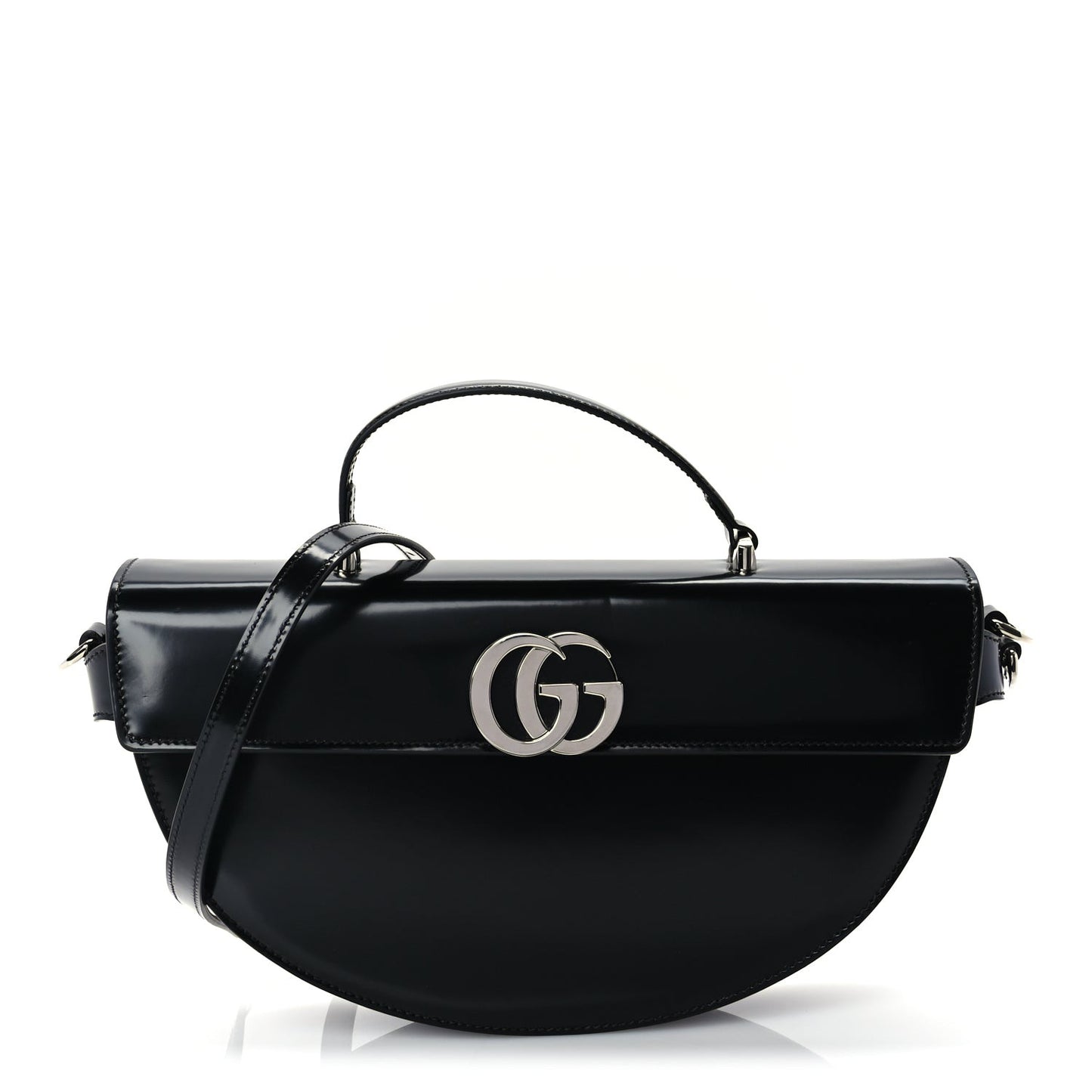 Matelasse GG Marmont Half Moon Top Handle Bag Black