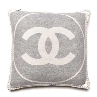 Chanel Merino Wool Cashmere CC Pillow Grey Off White 3 of 5