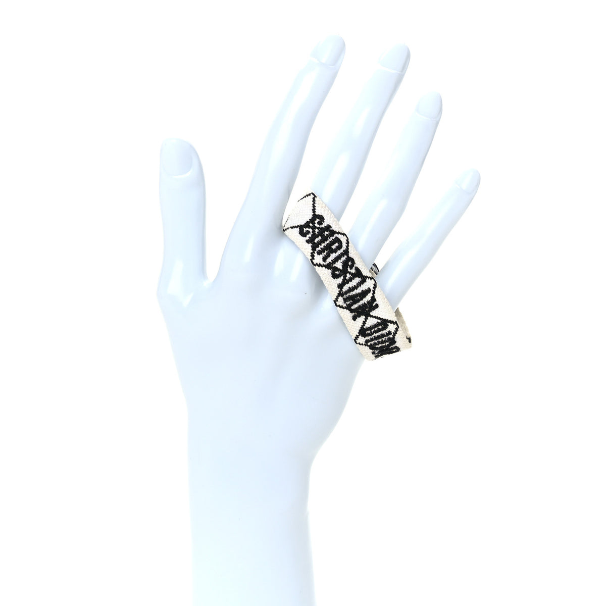 Woven Cotton J'Adior Friendship Bracelet White Black