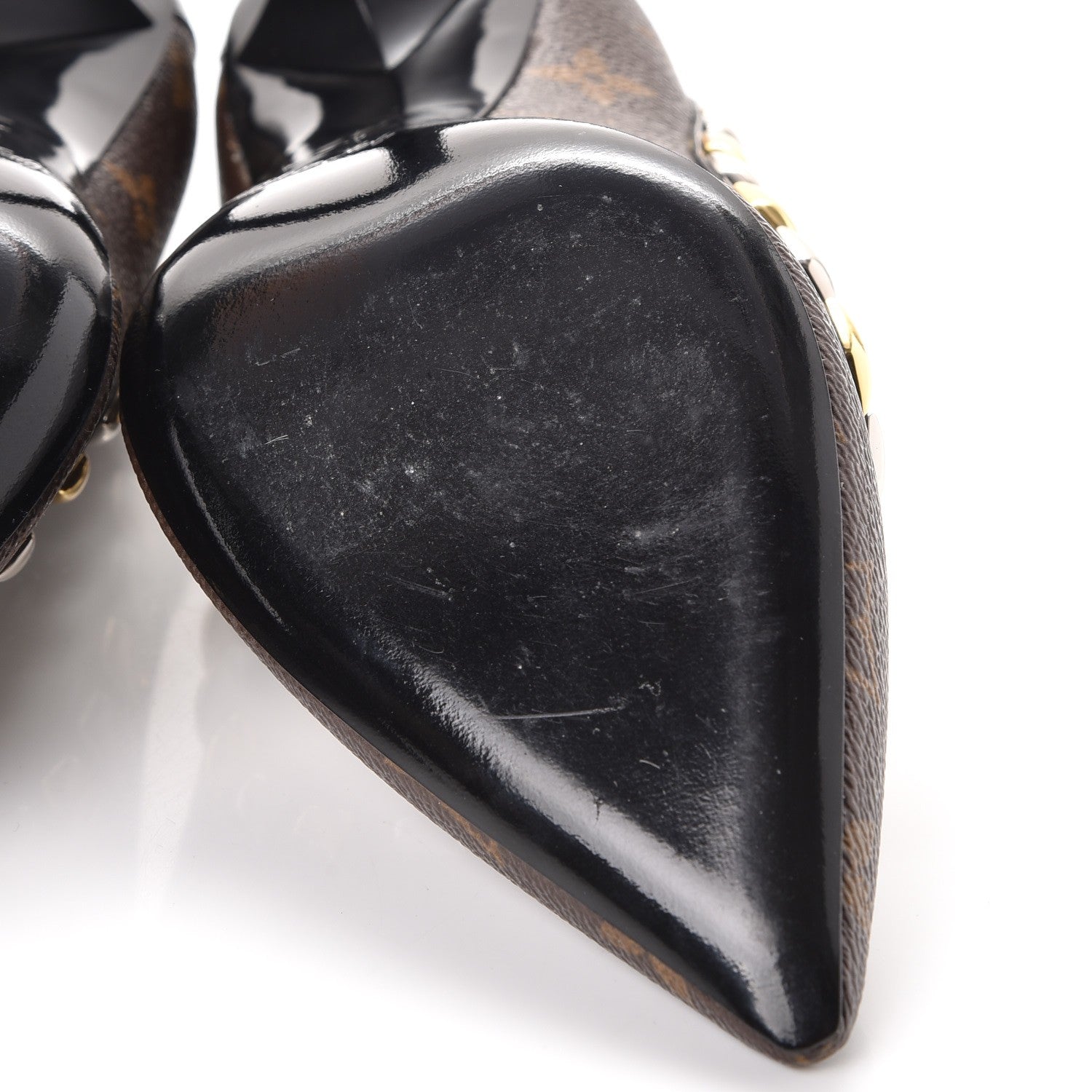 Louis Vuitton Calfskin Monogram Eldorado Pumps 37.5 Cacao 10 of 11