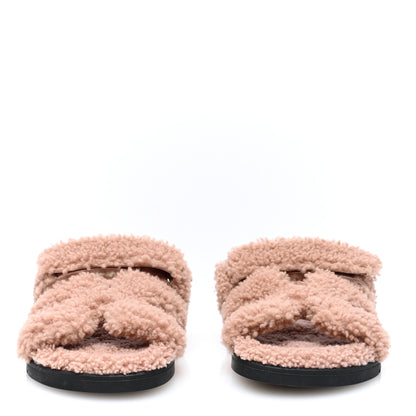 Hermes Woolskin Womens Chypre Sandals 38 Bois De Santal 3 of 8