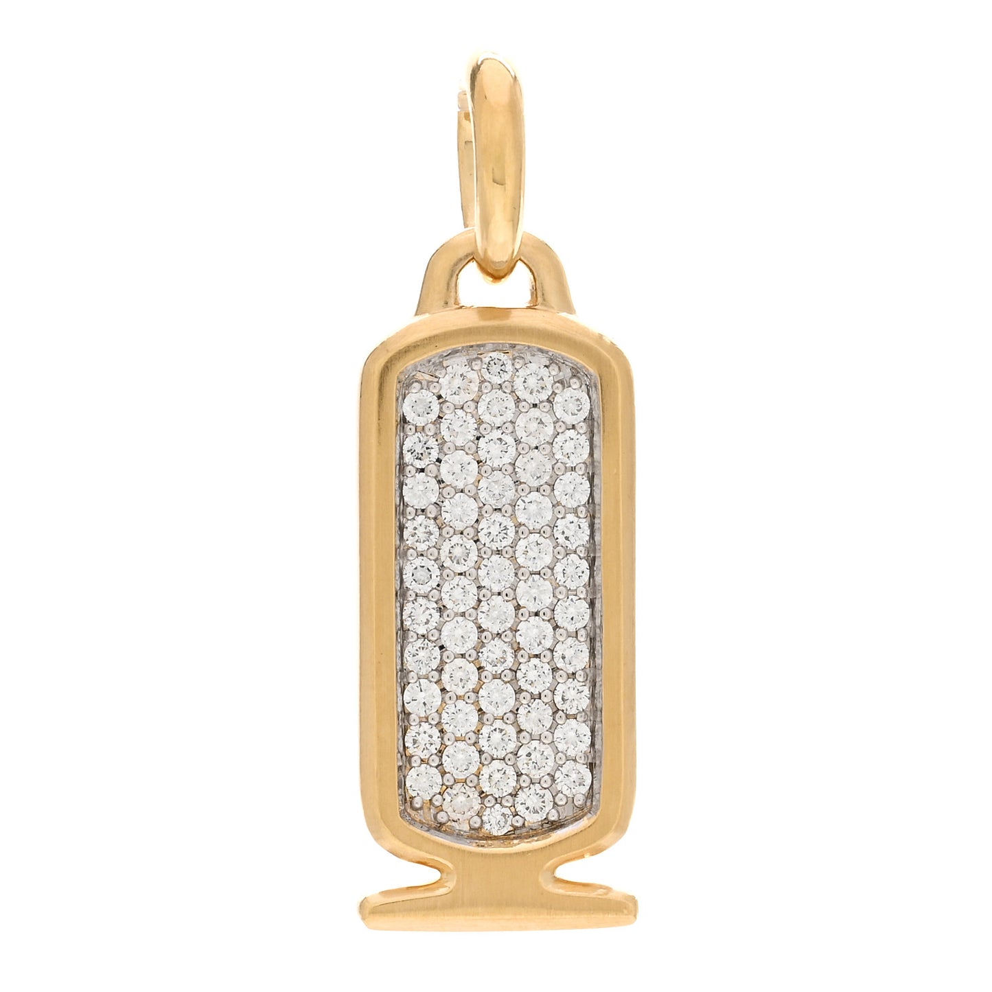 18K Yellow Gold Diamond Cairo Cartouche Amulet Pendant