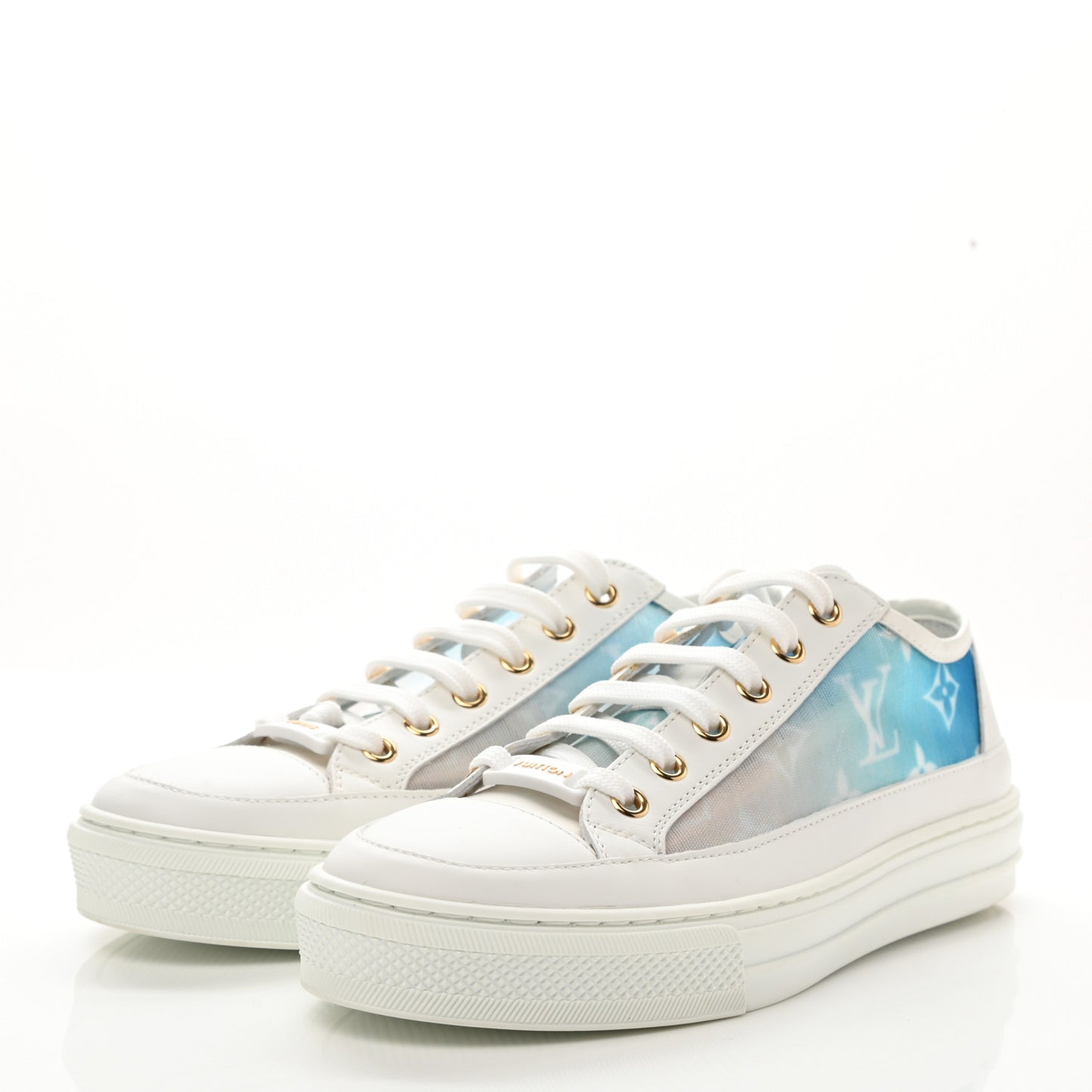 Technical Fabric Calfskin Monogram Stellar Sneakers 36 Blue