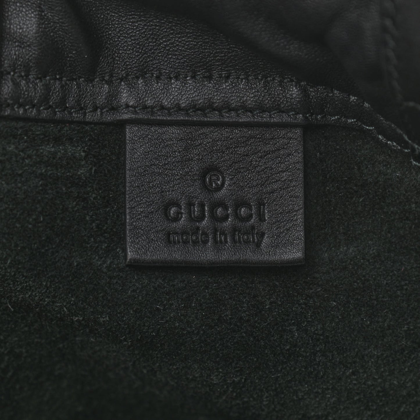 Calfskin Logo Drawstring Backpack Black