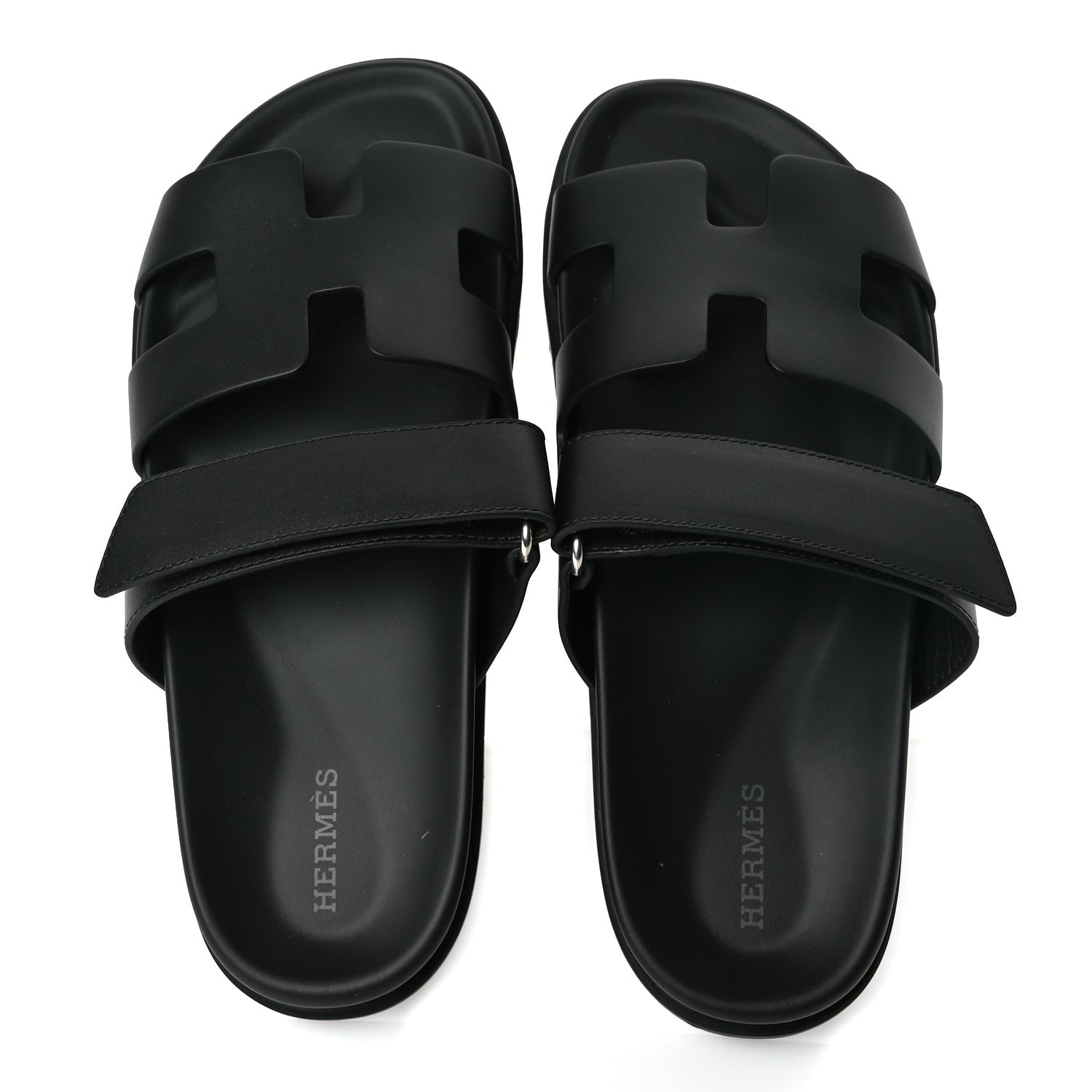 Hermes Calfskin Womens Chypre Sandals 38.5 Black 2 of 9