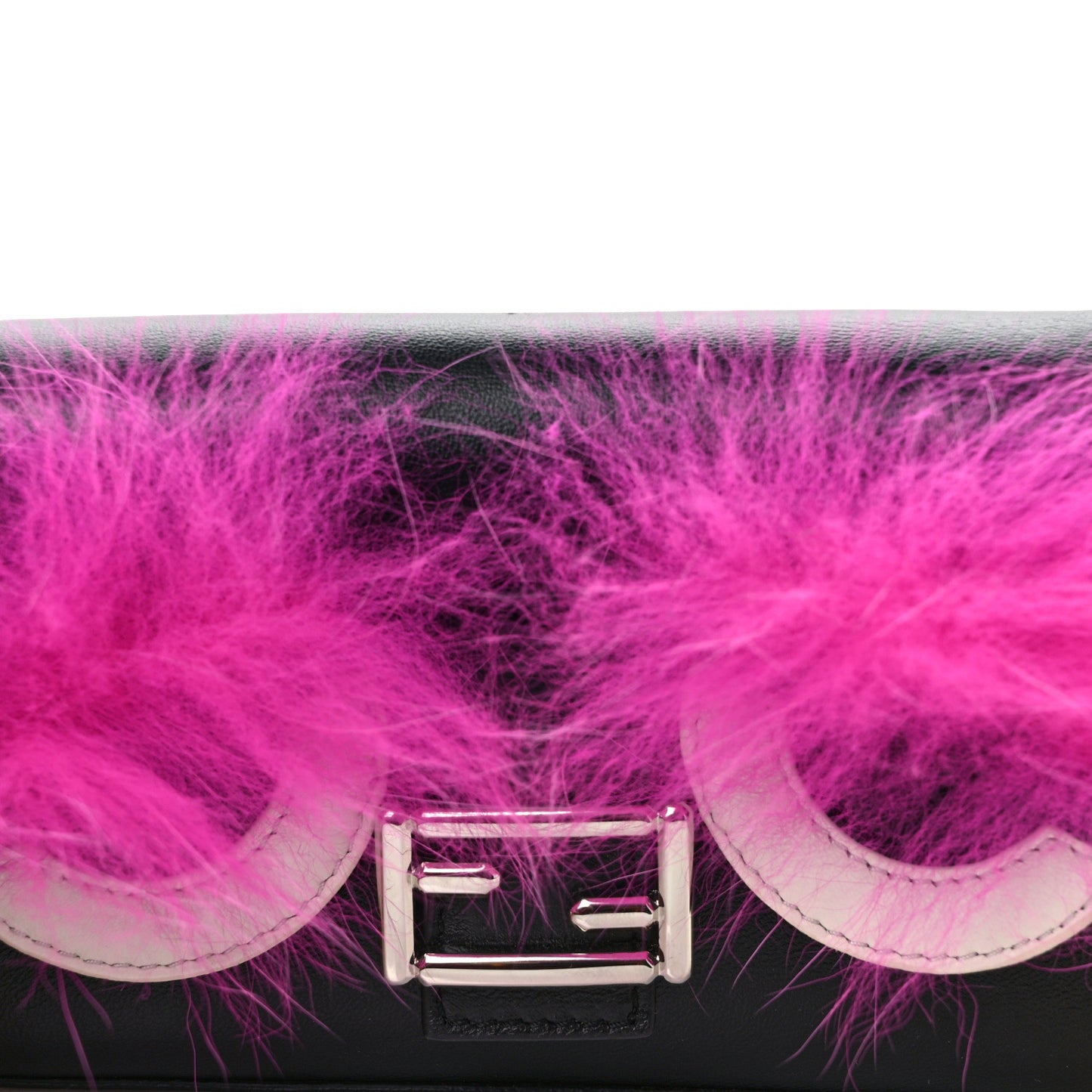 Nappa Shatoosh Fox Goat Fur Monster Micro Baguette Black Fuchsia Giallo