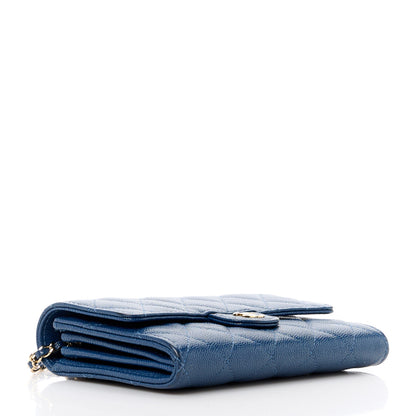Chanel Caviar Quilted Classic Clutch With Chain Blue 4 of 14