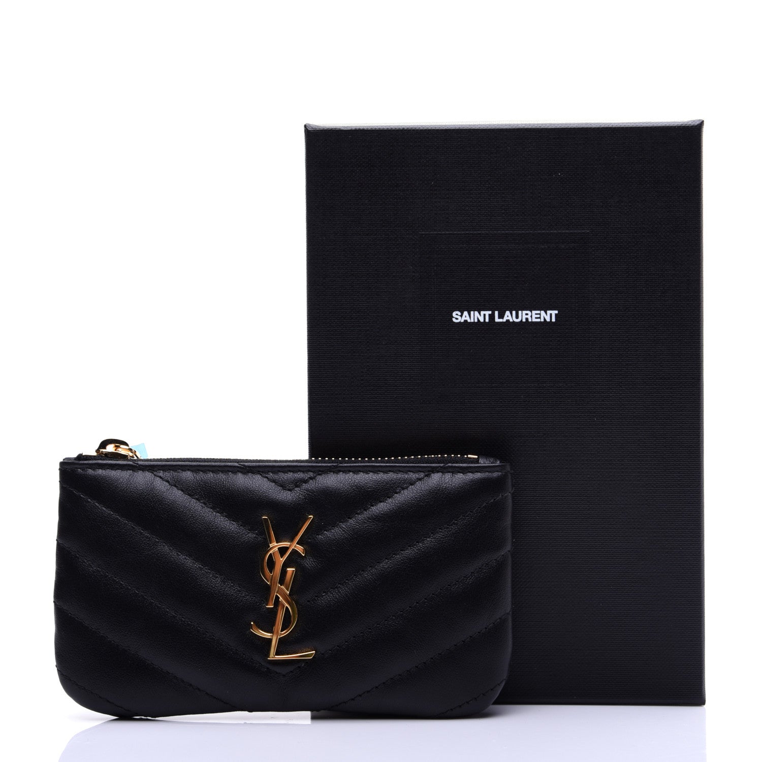 Saint Laurent Calfskin Matelasse Monogram Key Pouch Black 12 of 12