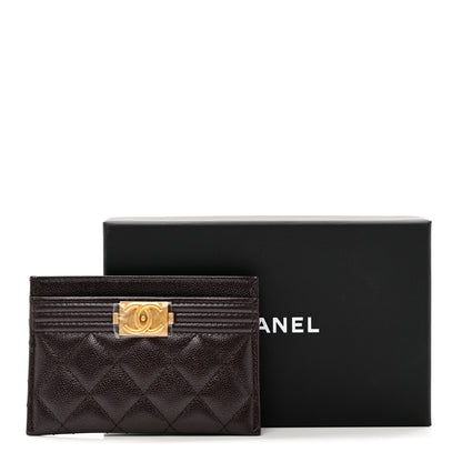 Chanel Caviar Quilted Boy Card Holder Dark Brown 9 of 9