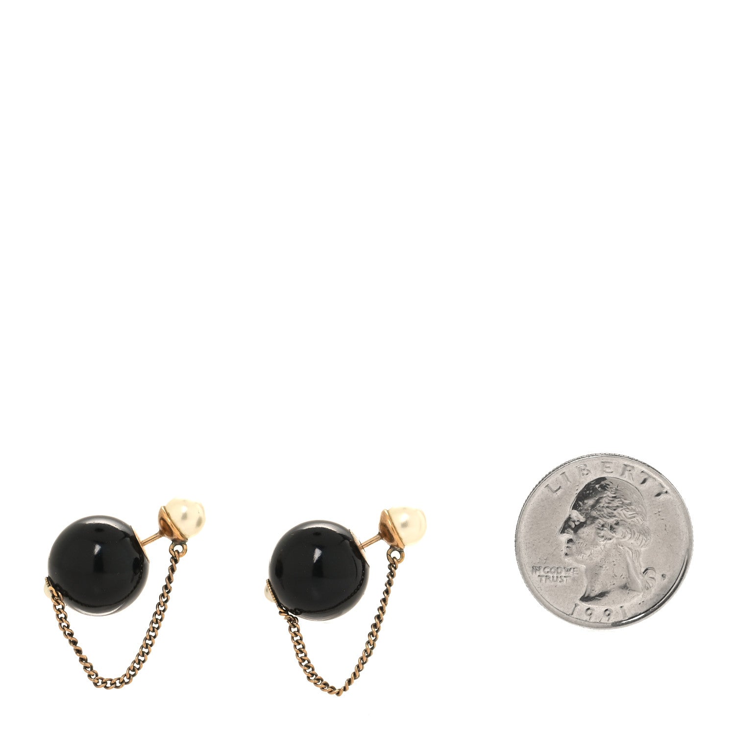 Christian Dior Pearl Mise En Dior Tribal Chain Earrings Black White 2 of 4