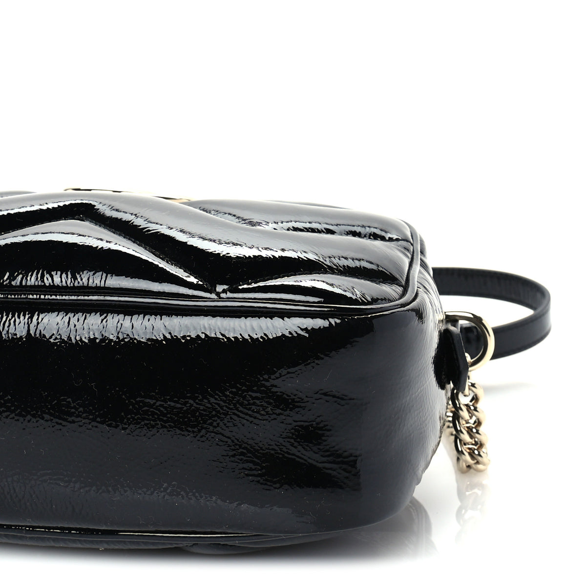 Gucci Patent Lambskin Matelasse Small GG Marmont Camera Bag Black 8 of 8
