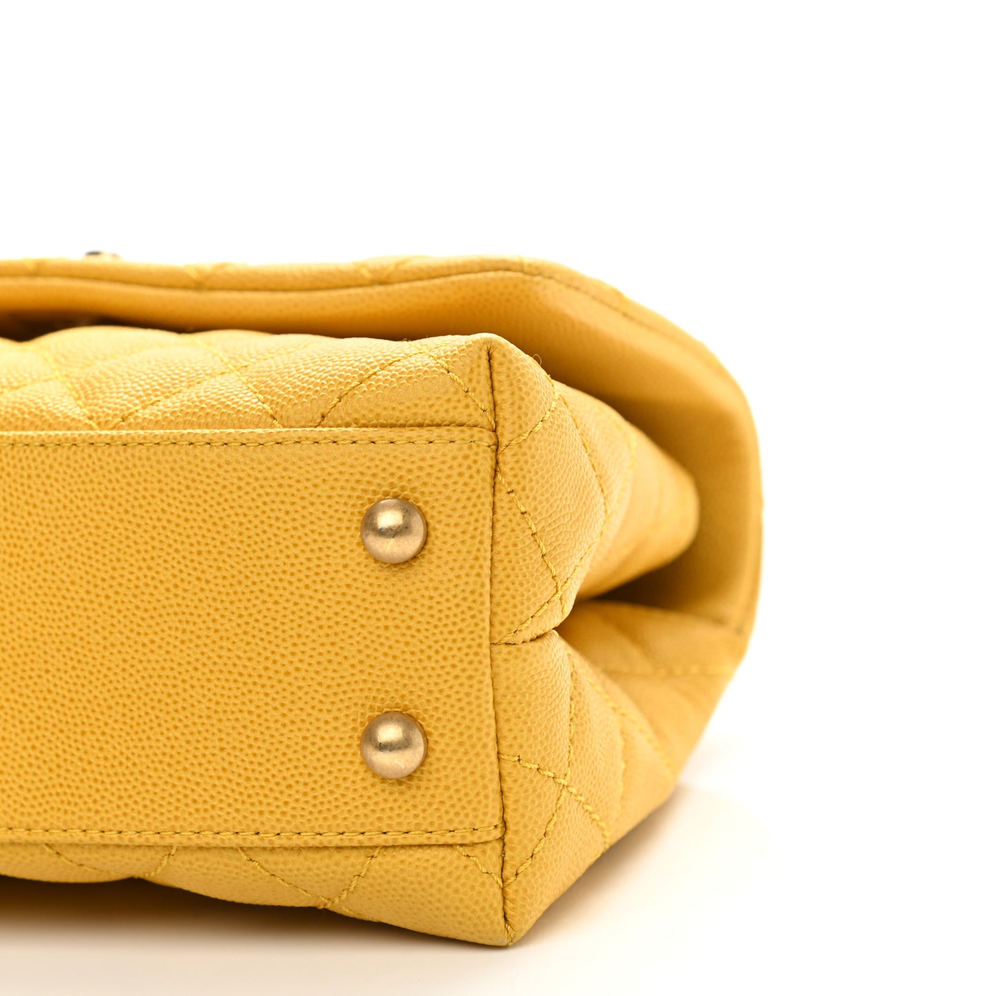 Caviar Quilted Mini Coco Handle Flap Yellow