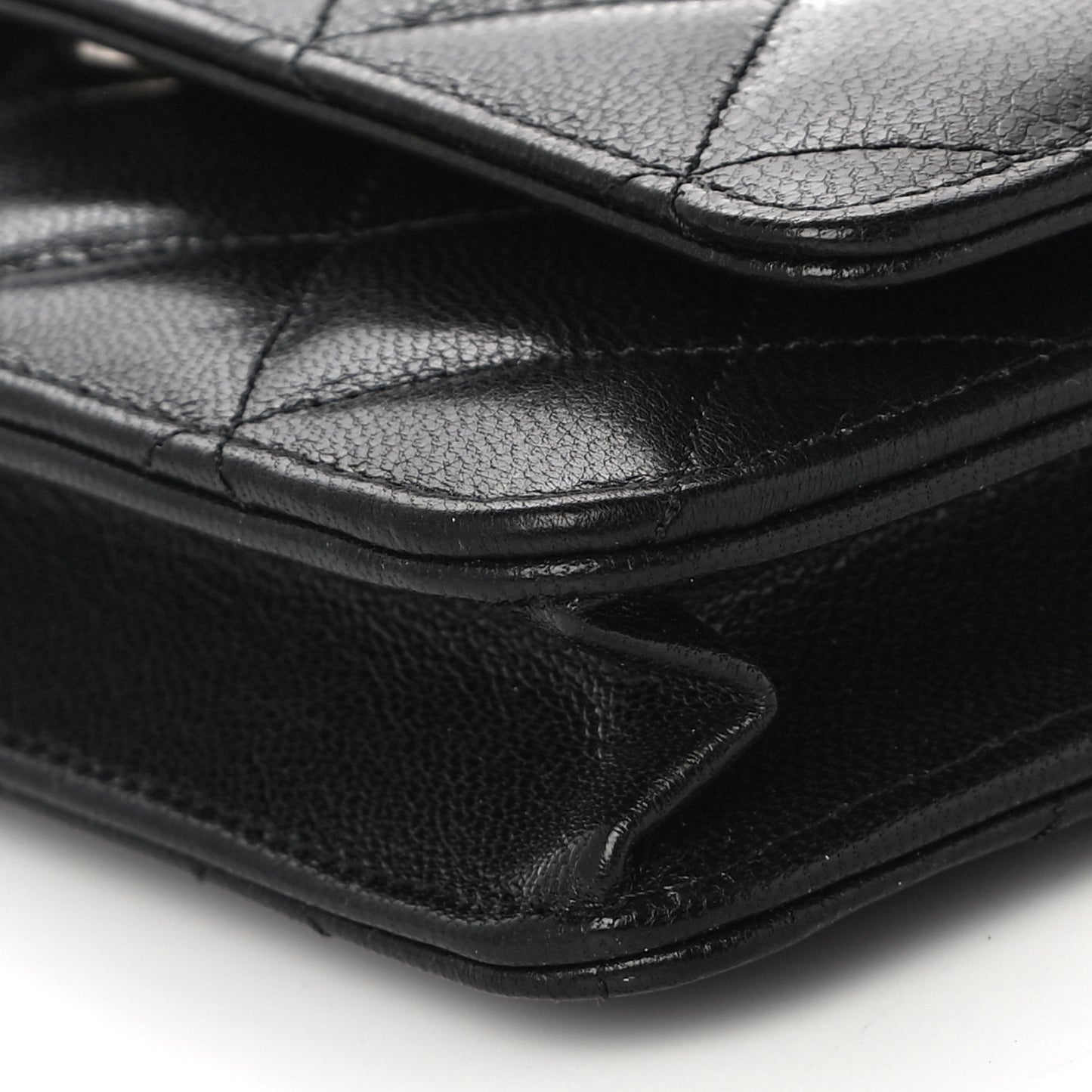 Goatskin Quilted Quilted Like A Wallet Wallet On Chain WOC Black
