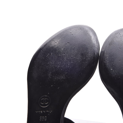 Chanel Lambskin Pearl Thong Sandals 38 Black 9 of 24