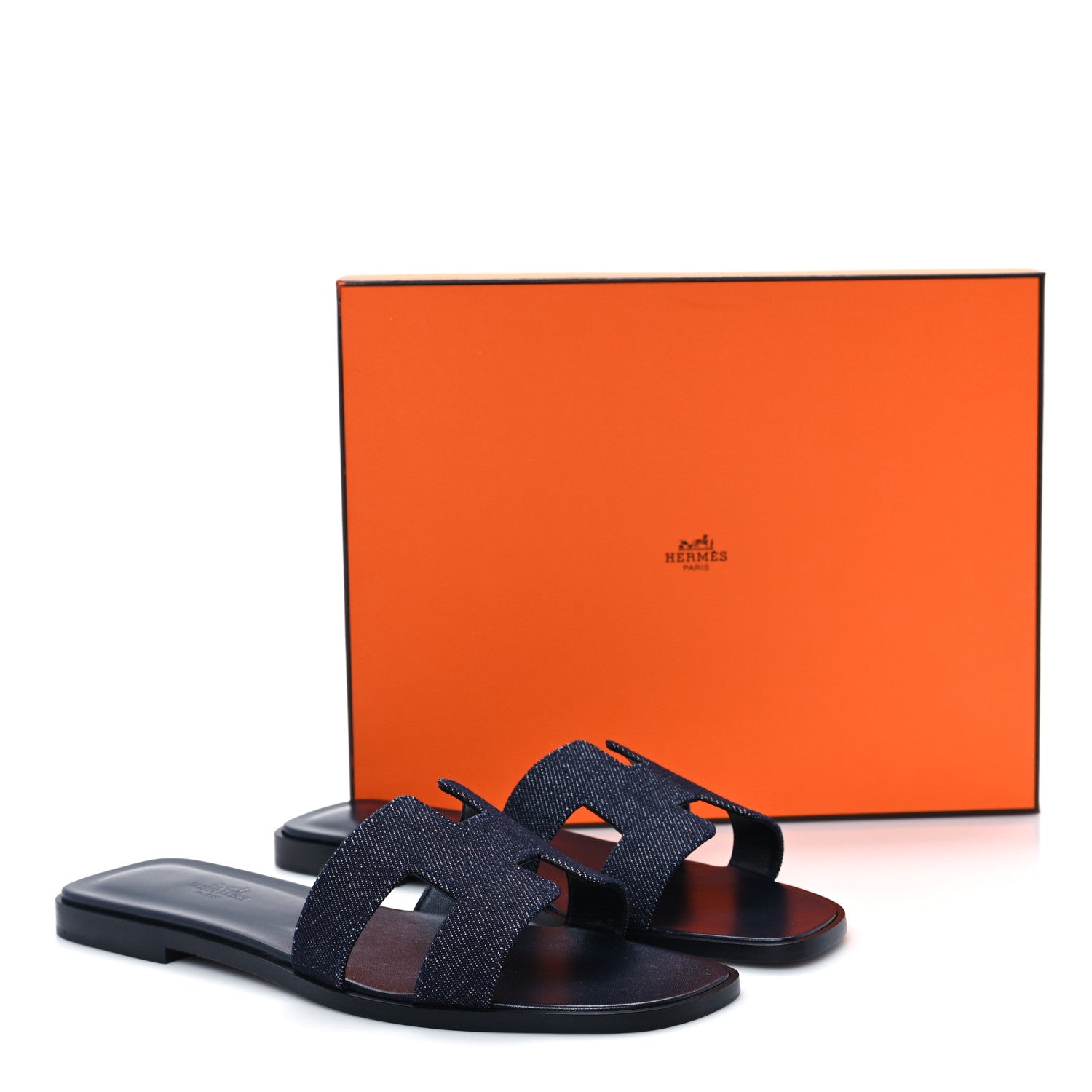 Hermes Denim Canvas Oran Sandals 38.5 Bleu Brut 10 of 10