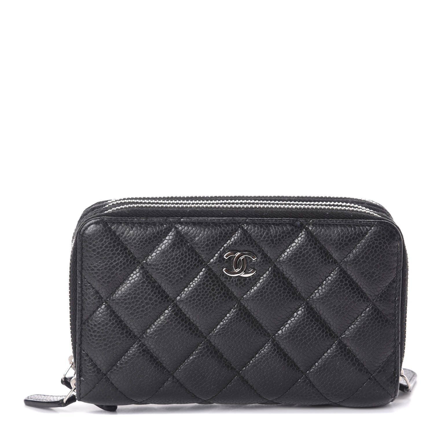 Chanel Caviar Quilted Triple Zip Wallet Black 1 of 8