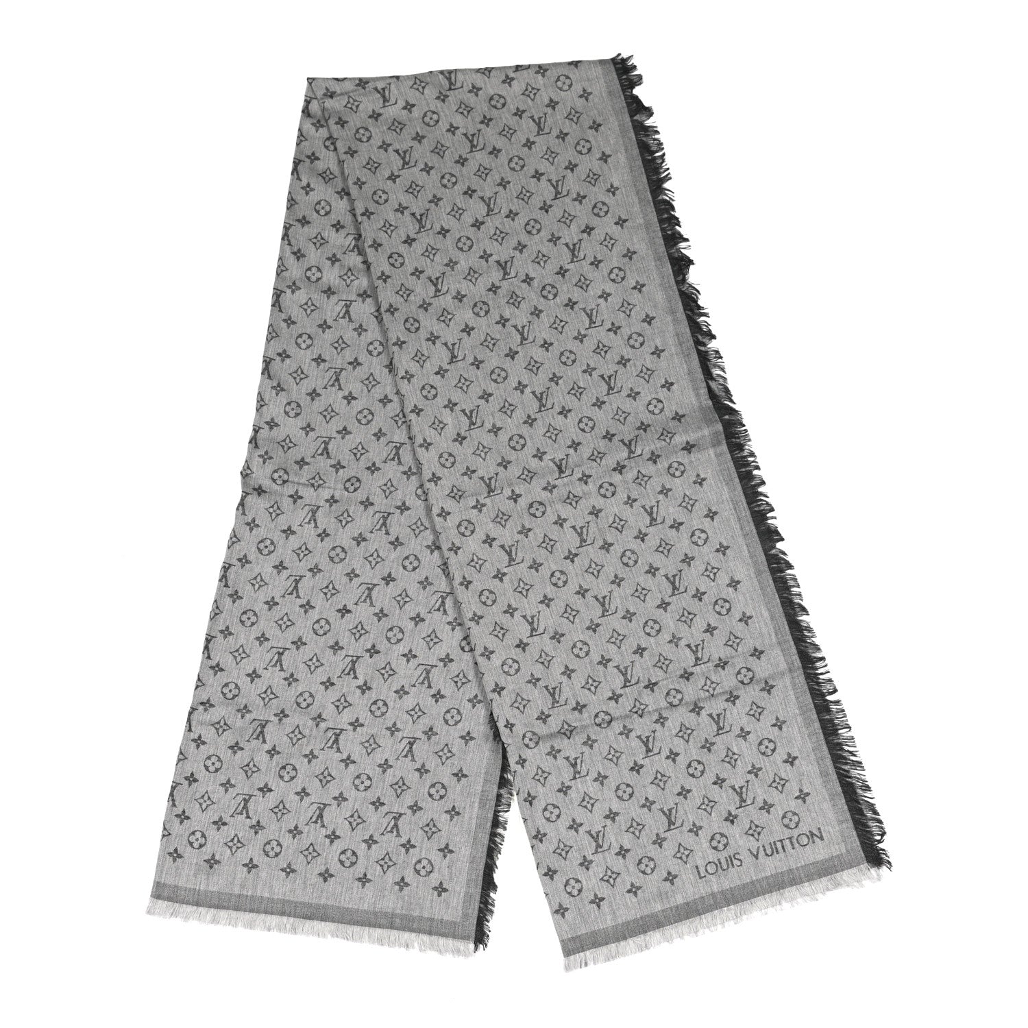 Louis Vuitton Cotton Monogram Essential Stole Gris 2 of 4