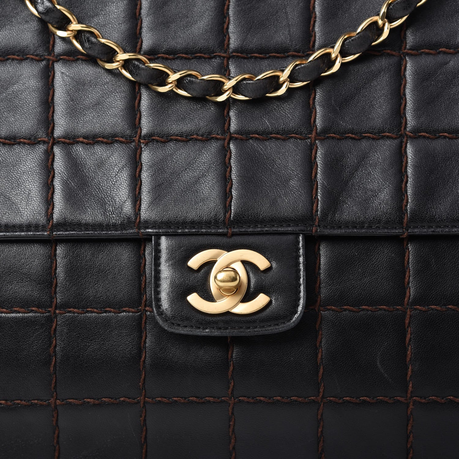 Chanel Lambskin Quilted Chocolate Bar Flap Shoulder Bag Brown 10 of 10