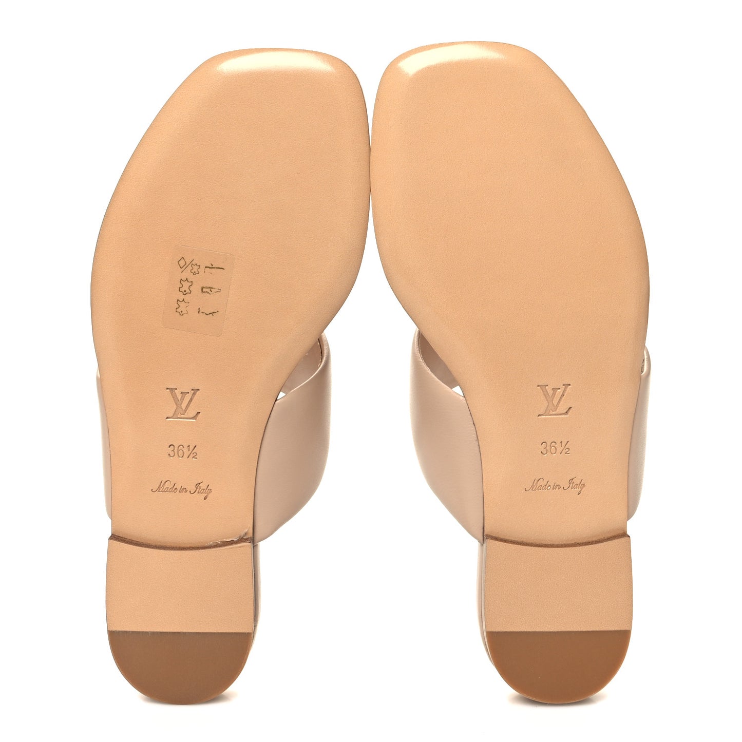 Lambskin Embossed Monogram Drapy Flat Thong Sandal 36.5 Beige