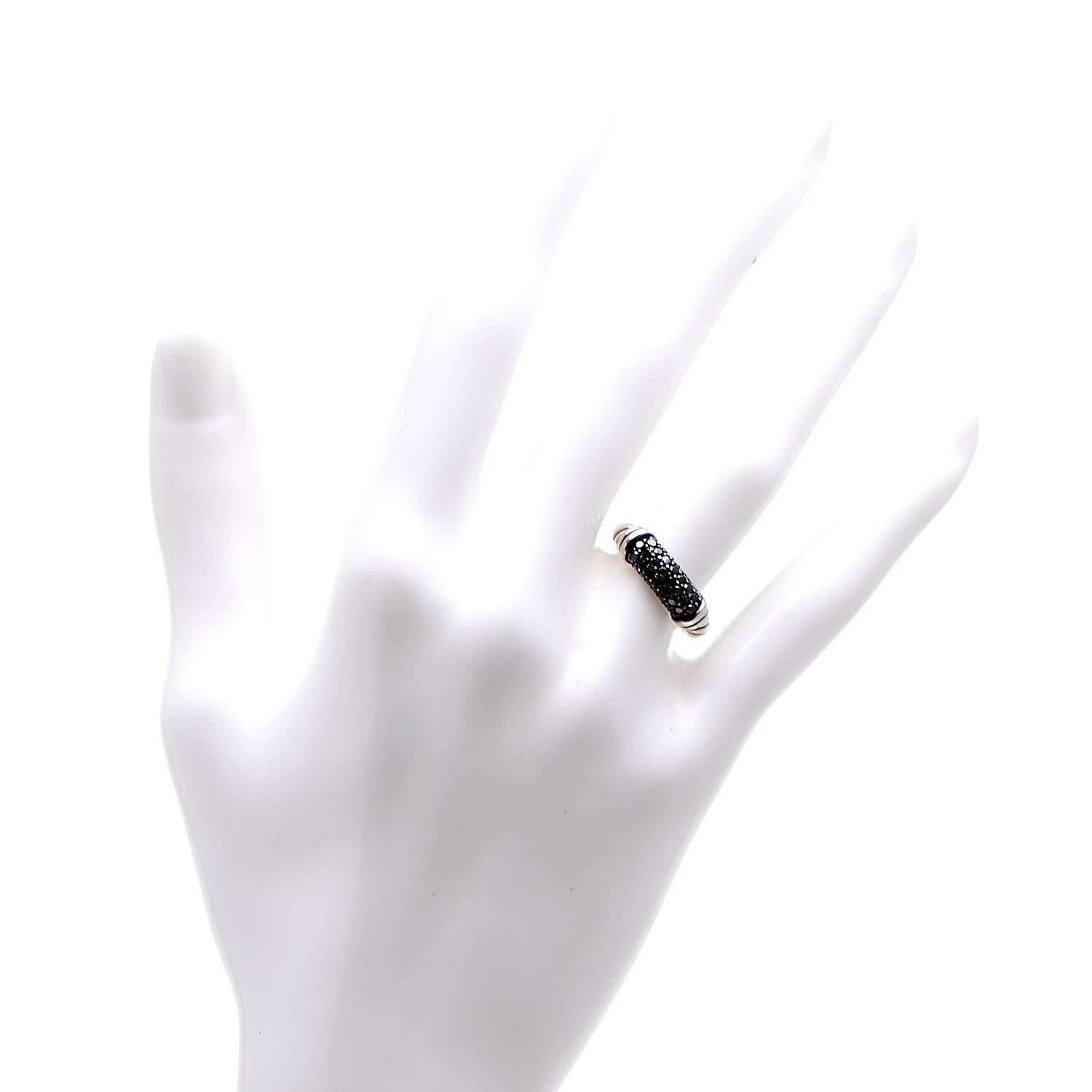 David Yurman Sterling Silver Black Diamond Cable Candy Ring 49.3 5 2 of 6