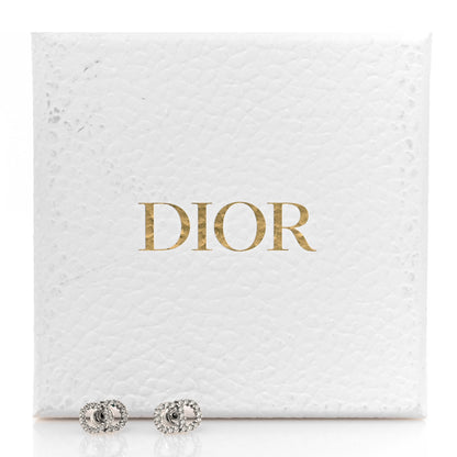 Christian Dior Strass Crystal CD Earrings Silver 4 of 4