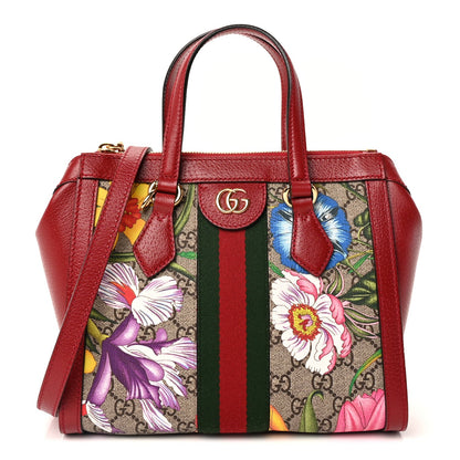 Gucci GG Supreme Monogram Flora Web Small Ophidia Tote Bag Red 1 of 8