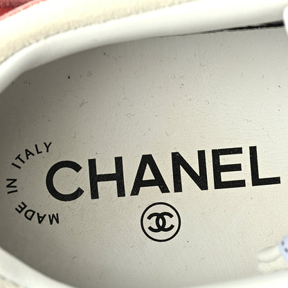 Chanel Suede Kidskin Womens CC Sneakers 39.5  White Pink 7 of 8