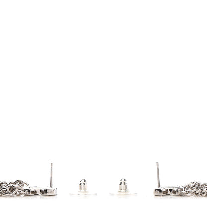 Chanel Crystal Baguette CC Chain Drop Earrings Silver 3 of 4